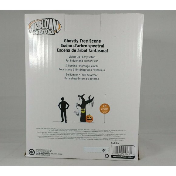 Halloween Gemmy 7 ft Ghostly Dead Tree w/Pumpkin & Ghost Airblown Inflatable NIB - Picture 3 of 5